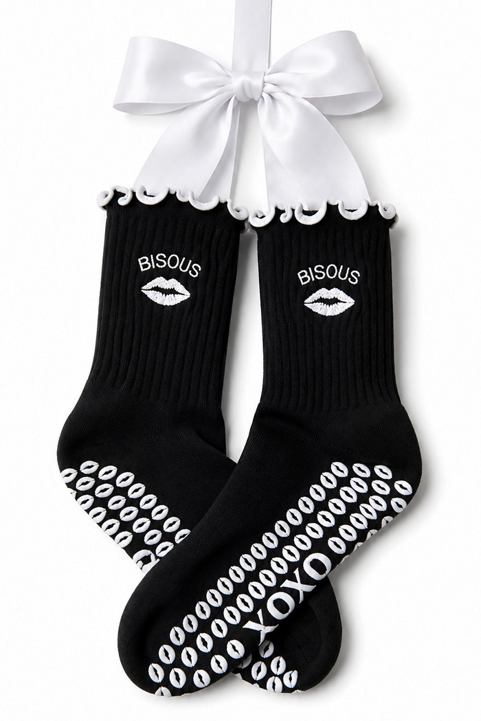 Bisous Amour - Noir Grip Socks